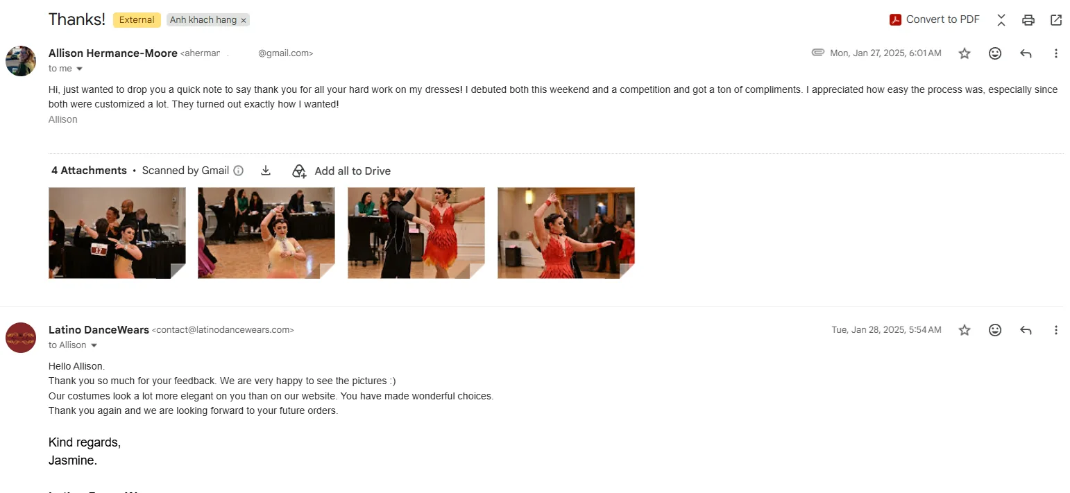 Email feedback from Allison Hermance-Moore with part of the email address hidden