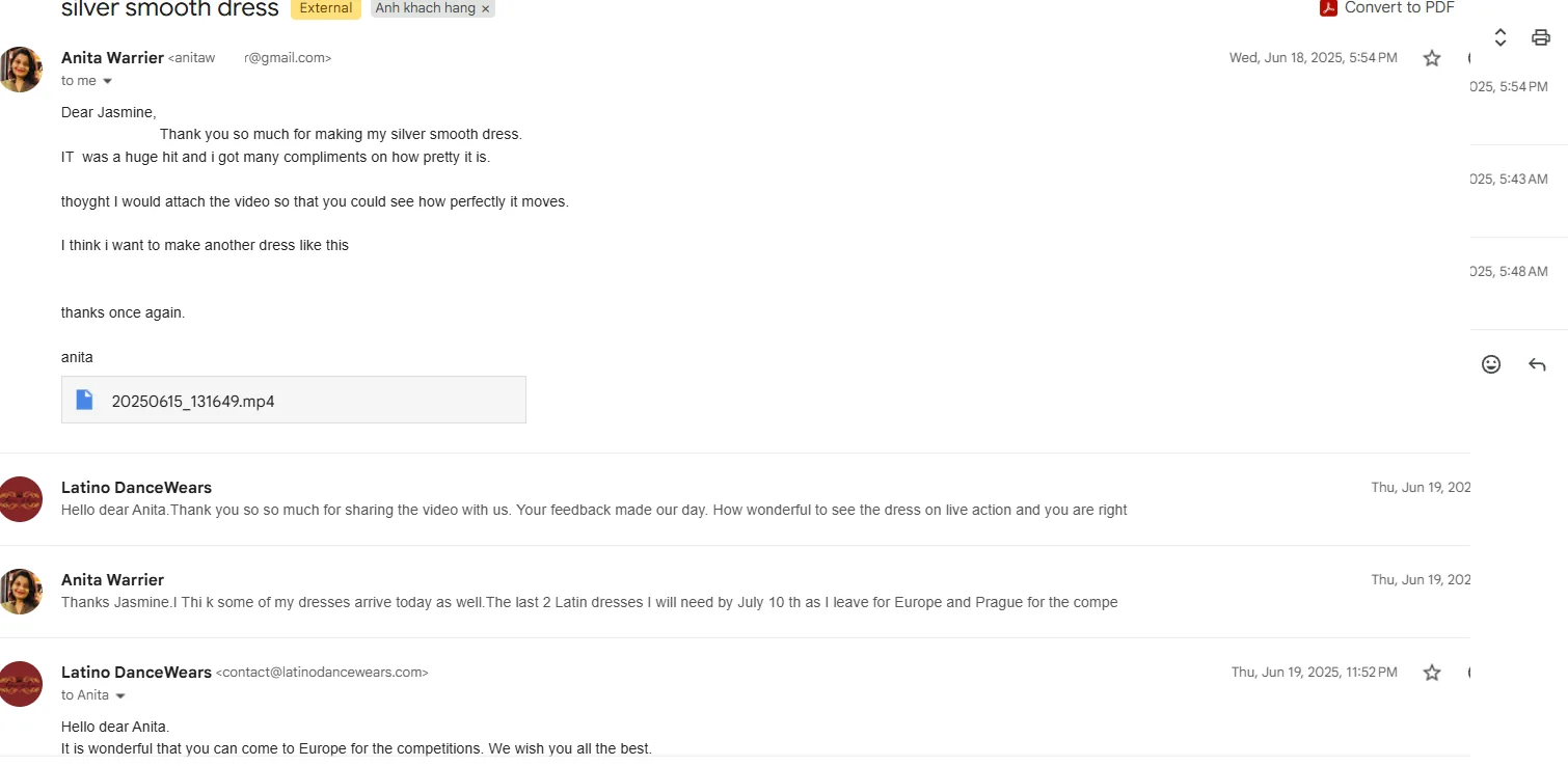 Email feedback from Anita Warrier with part of the email address hidden