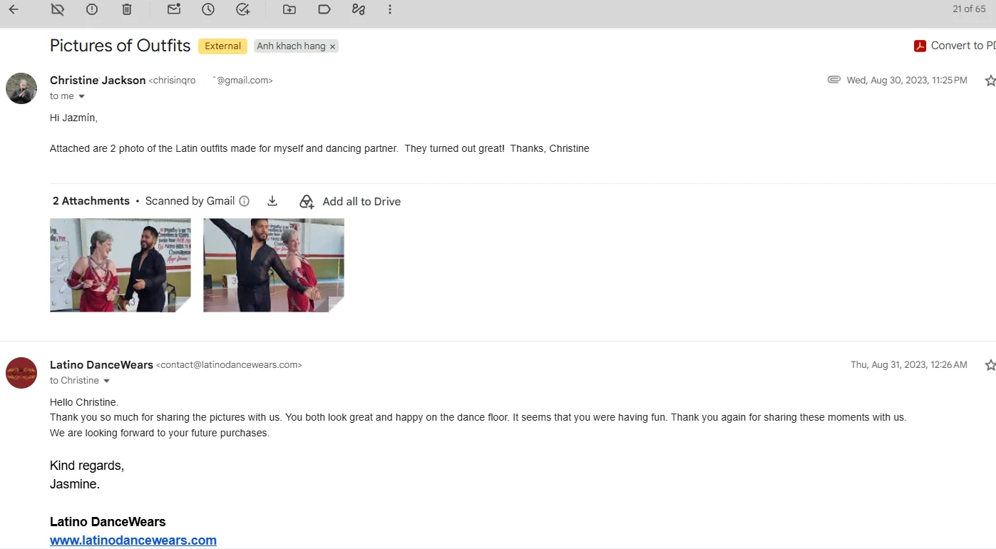 Email feedback from Christine Jackson with part of the email address hidden