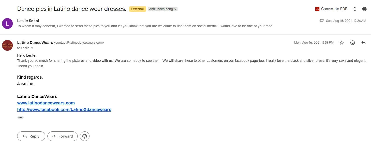 Email feedback from Leslie Sokol with part of the email address hidden