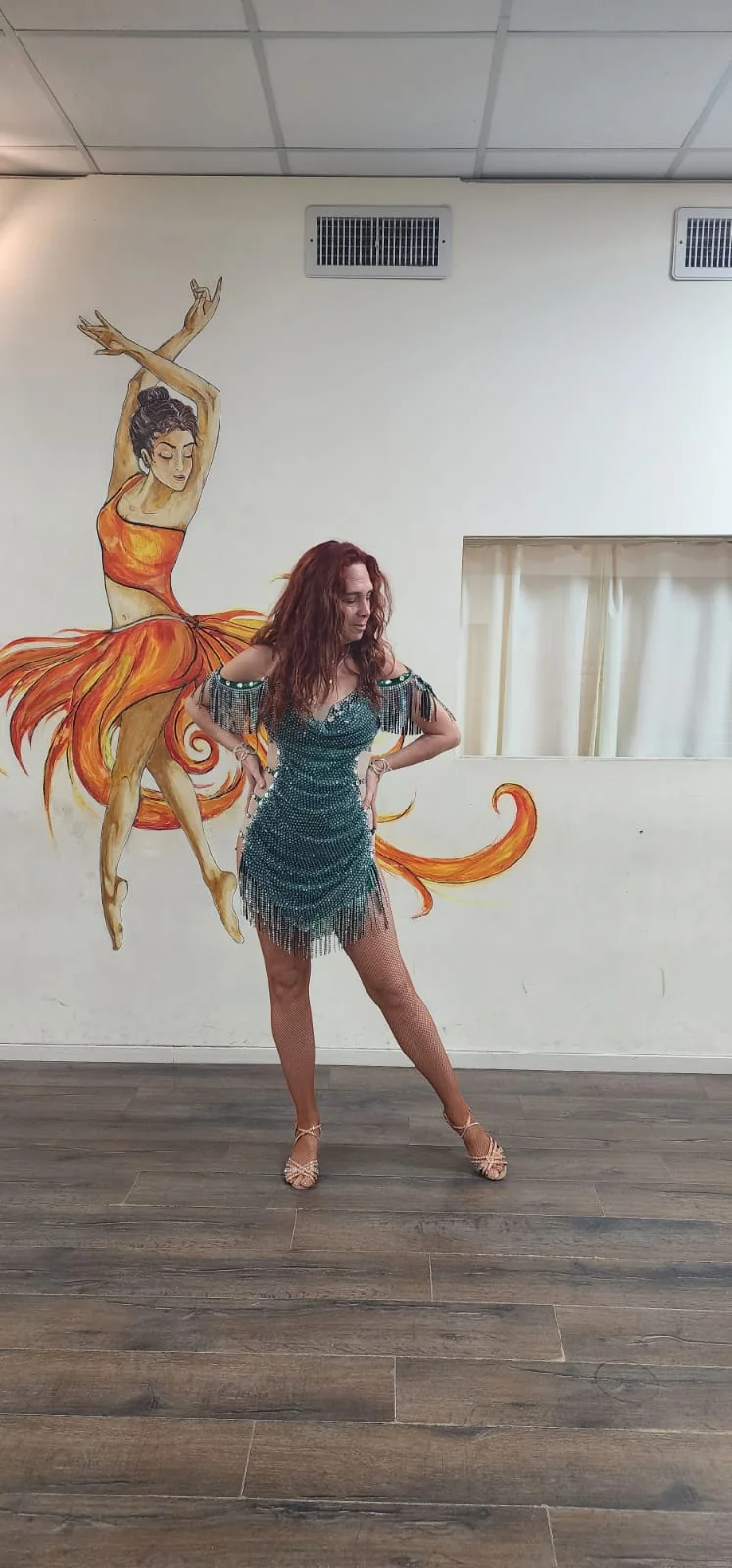 Sharon Porat wearing Latino Dancewears