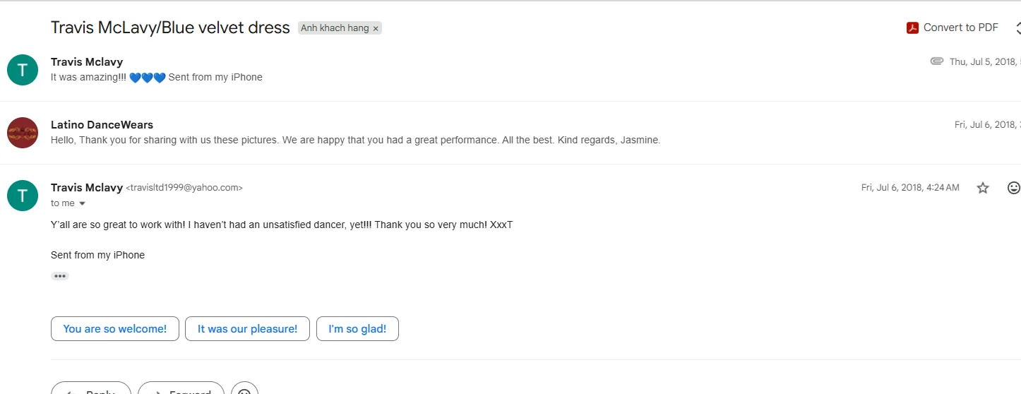 Email feedback from Travis Mclavy with part of the email address hidden