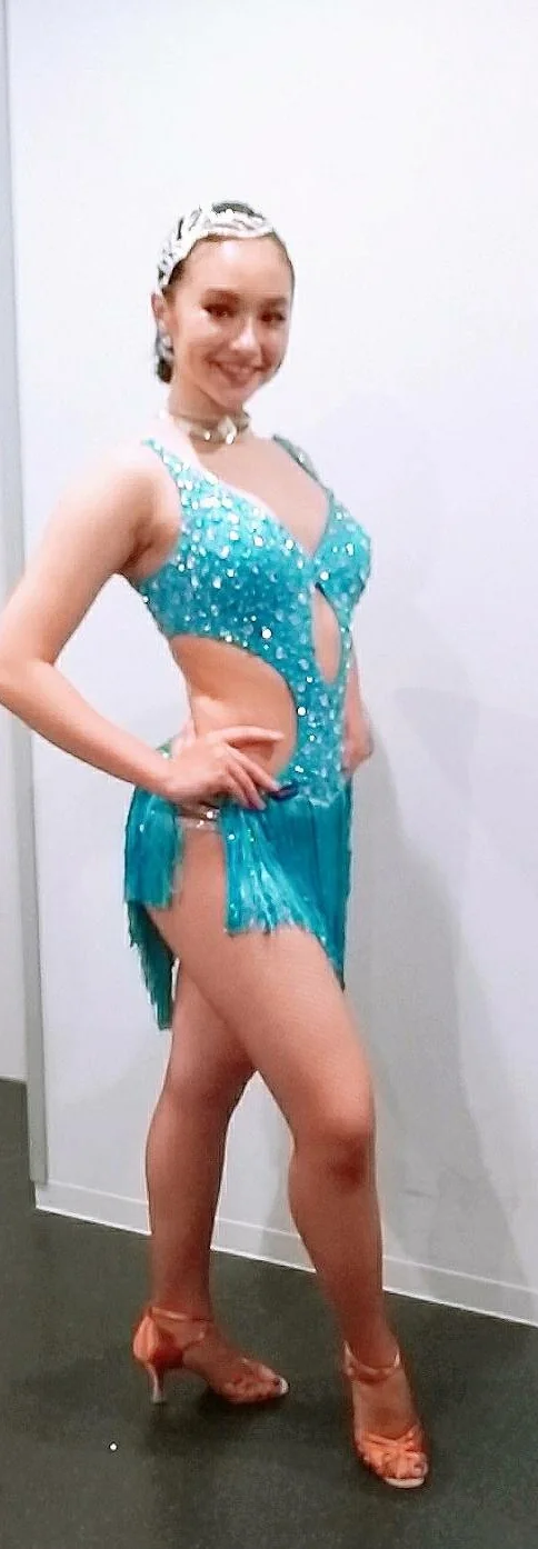 Yayoi Yoshihara wearing Latino Dancewears