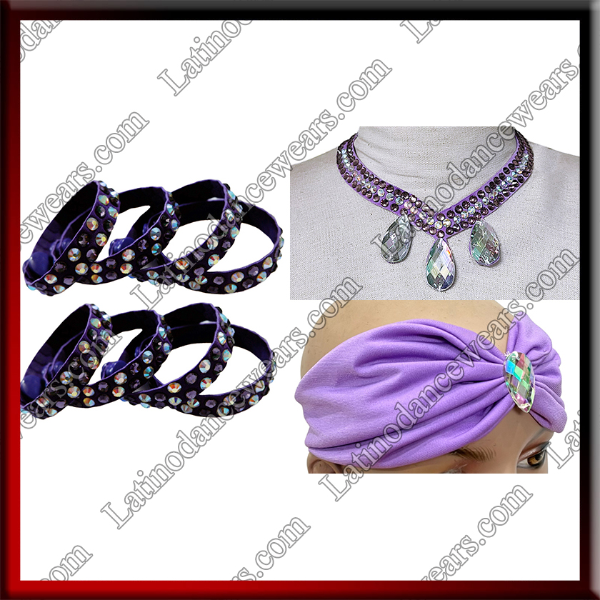 WOMAN LATIN SALSA BALLROOM SET BRACELET + HEADBAND + NECKLACE (WA7)