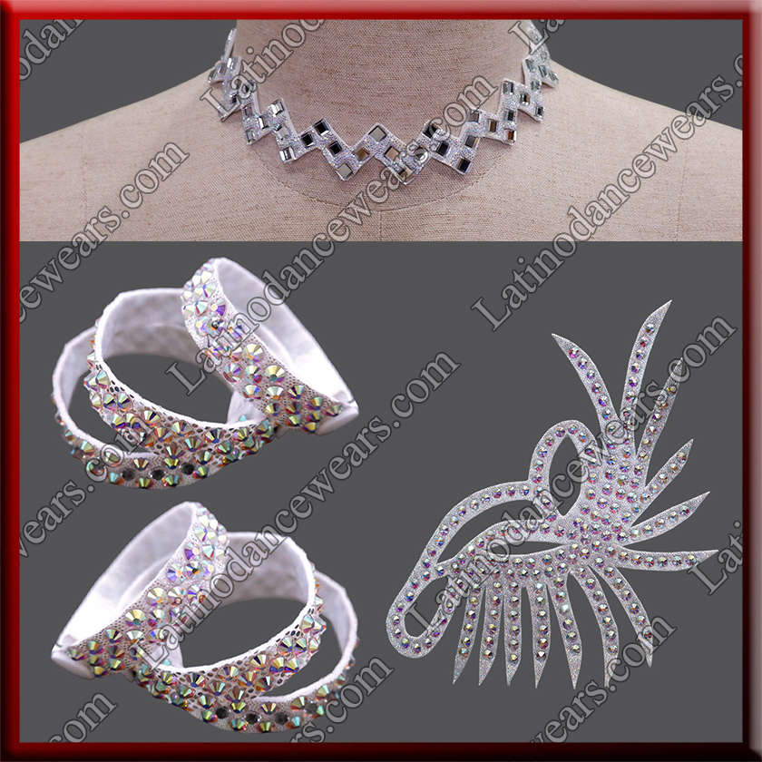 WOMAN LATIN SALSA BALLROOM SET BRACELETS + NECKLACE + HAIR DECORATION (WA15)