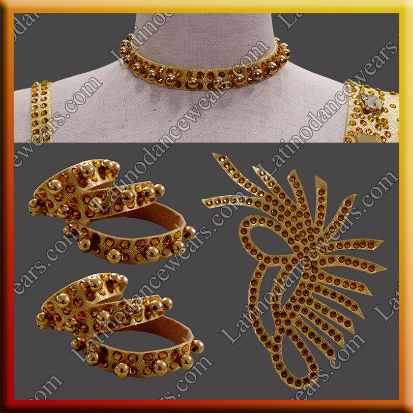 WOMAN LATIN SALSA BALLROOM SET BRACELETS + NECKLACE + HAIR DECORATION (WA16)